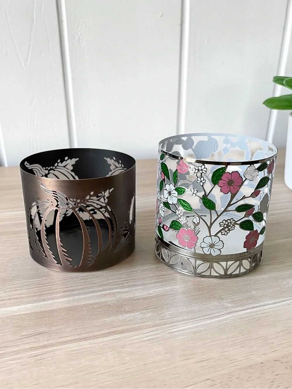 Bath & Body Works Set of 2 Candle Holders Spring and Fall